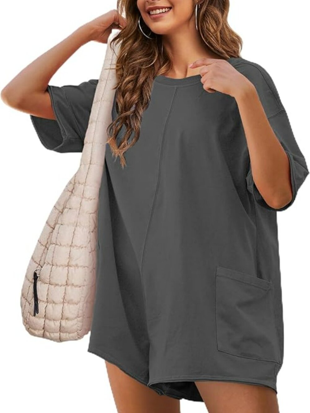NWOT Gray V-Neck Romper